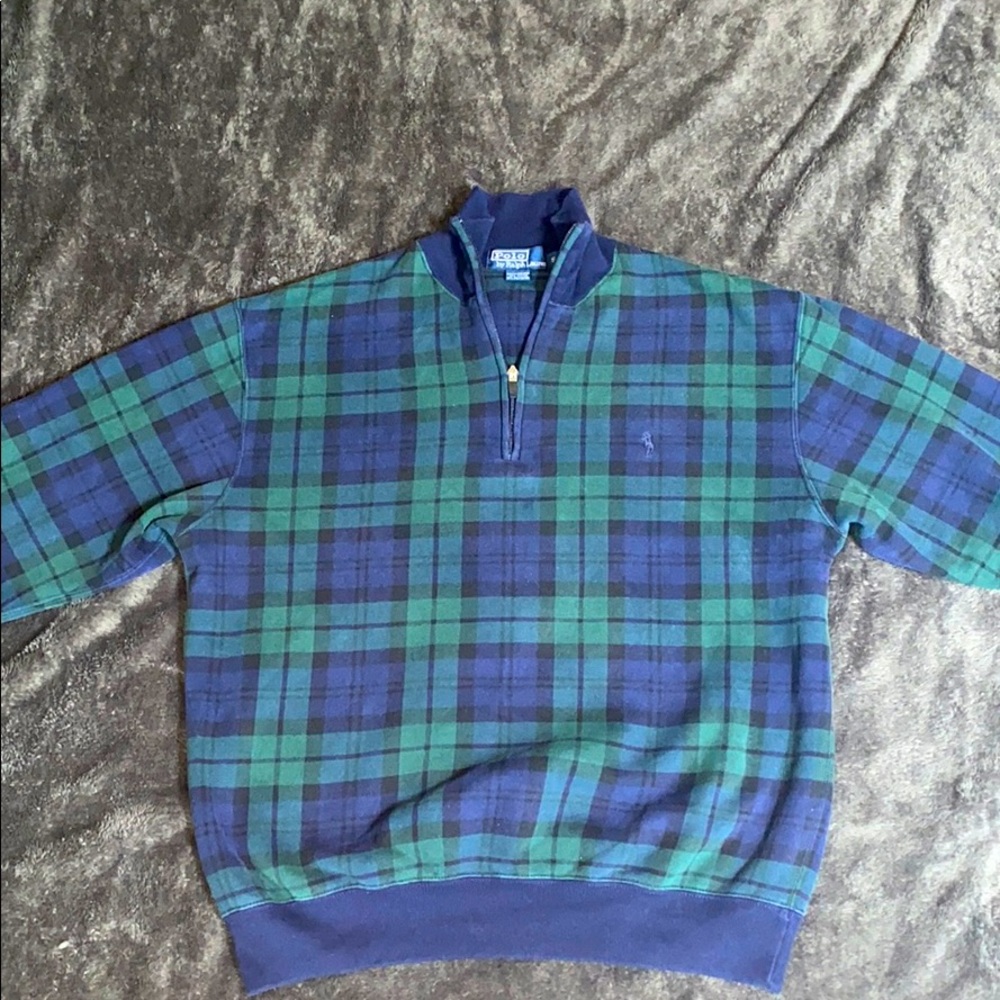Polo Ralph Lauren plaid 3 quarter zip sweatshirt